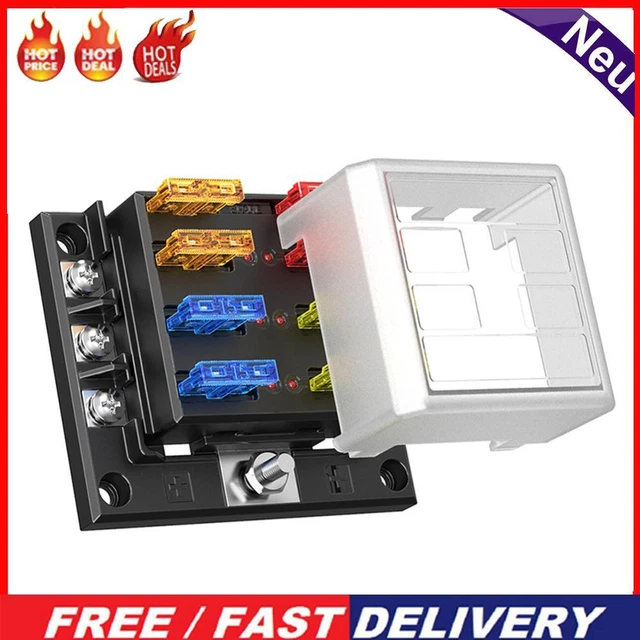 6WAY BLADE FUSE Box Fuse Block Holder with Fuses for 12V 24V Car