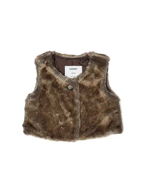 Old Navy Girls Brown Faux Fur Vest 18-24 Months