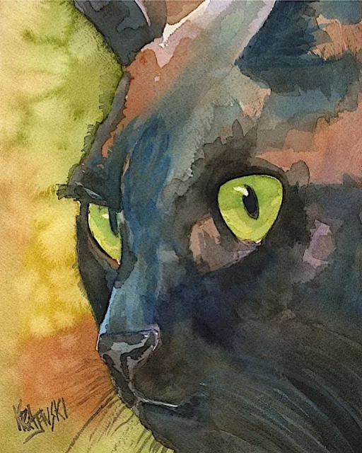 Black Cat Gifts | Cat Art Print from Painting | Poster, Picture, Mom, Dad 11x14