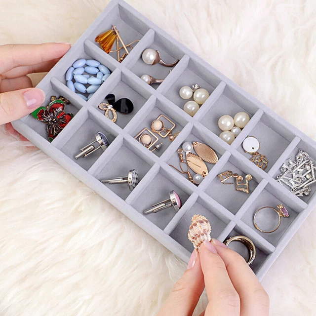 Velvet Jewelry Storage Tray Ring Necklace Display Organizer Box Holder Stora!xh