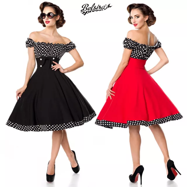 VESTITO VINTAGE ANNI 50 Rockabilly Donna PinUp Retro Gonna Svasata