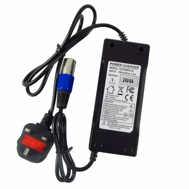 New 24 Volt 4A 96W XLR Mobility Battery Charger For Scooter Jazzy Power Chair