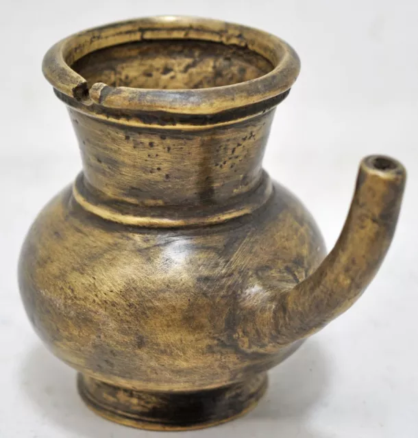 Laiton Antique Petit Eau Buvant Lota Théière Avec Bec Original Vieux Main Forgé