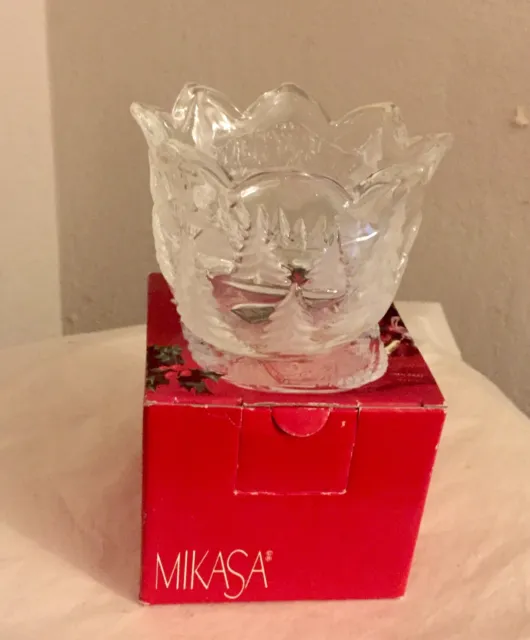 Vintage Mikasa "Christmas Story" Crystal Votive/Tea Light Candle  Holder In Box