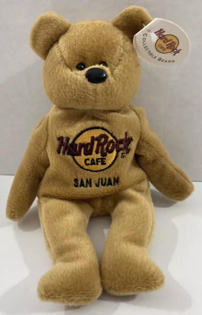 Hard Rock Cafe San Juan Teddy Bear Isaac Beara beanbag 8" plush w/Tag