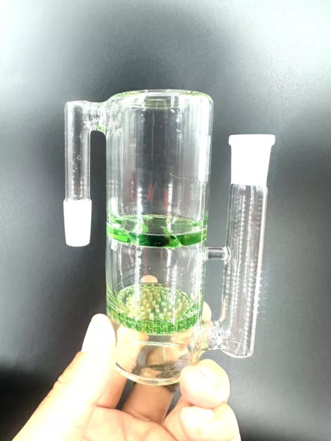 14mm 90 Degree Ash Catcher  5" Glass Water Pipe Shisha Hookah Clear Green