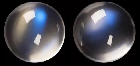 Pair Natural Extra Fine Rainbow Moonstone - Round Cabochon - Sri Lanka - AAA+ Gr