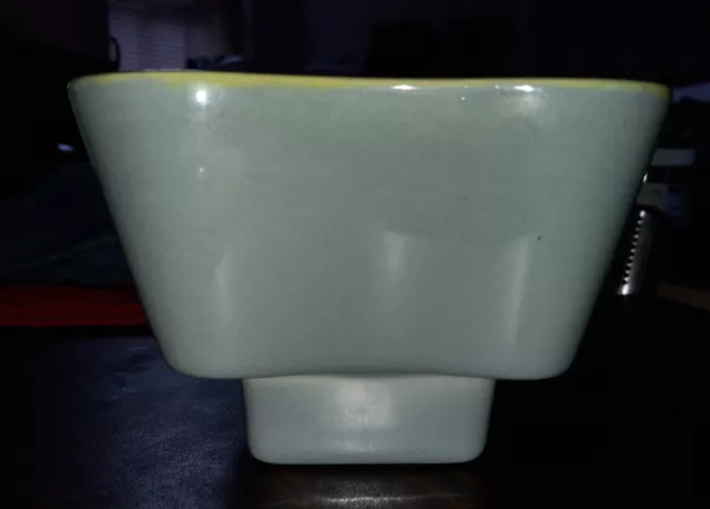 Vintage Haeger Pottery Vase Pedestal Base Gray Green Outside  Green Inside