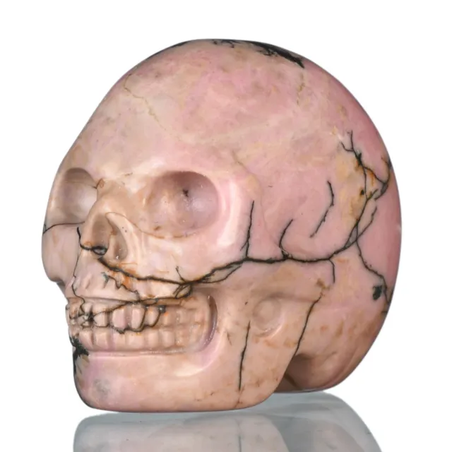 Curación de cristal de cráneo de cristal de rodonita natural tallado a mano de 1,57" #37Y77