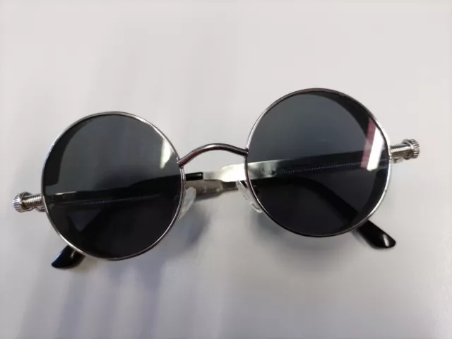 Sonnenbrille Damen Herren Runde Retro John Lennon, chromähnlicher Seitenschutz !