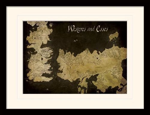 GAME OF THRONES - Westeros &amp; Essos Map - Official 30 x 40cm Framed ...