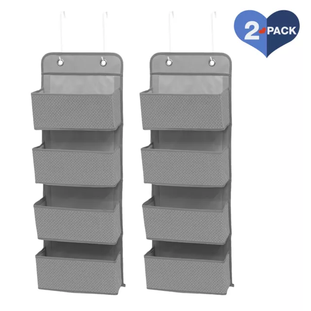 Delta Children 4 Pocket Over The Door Hanging Organizer - 2 Pack Dove Grey