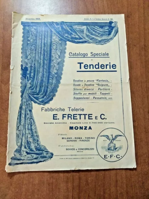 Fabbriche Telerie E. FRETTE E c. MONZA catalogo speciale tenderie 1908