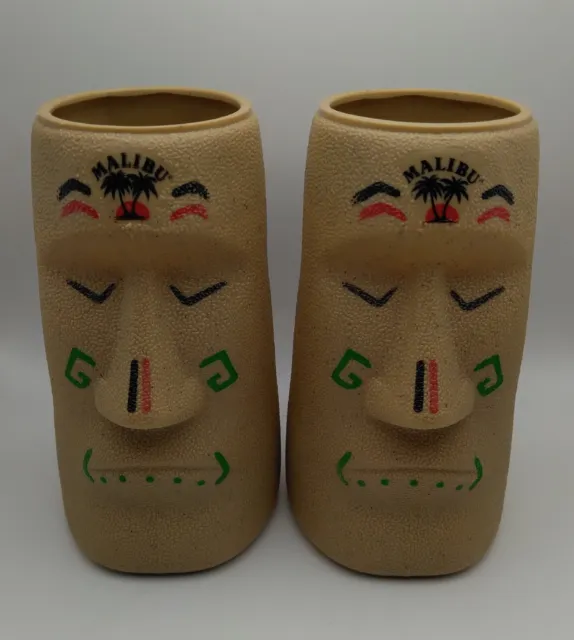 Malibu Rum Easter Island Moai Plastic Tiki Cups
