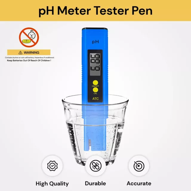 PH Meter Test Pen Digital Electric Portable Water Hydroponics Aquarium Tester 2