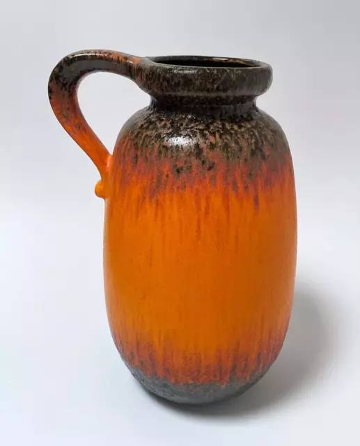 Vintage West German Pottery Fat Lava Handled Vase Scheurich Mid Century Retro