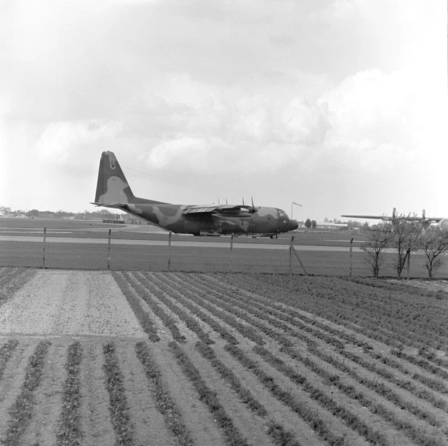 513th TCW, C-130A Hercules, 57-0456 at Mildenhall, Apr 1967 - Large B&W Neg