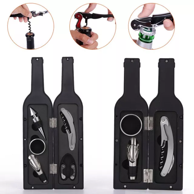 1 Set 3pcs/5pcs Wine Bottle Corkscrew Set Tool Bottle-Shaped Opener Gift durable