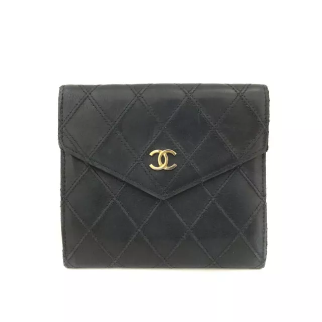 CHANEL Bicolore Quilted Matelasse CC Logo Lambskin Bifold Wallet/9Y0159