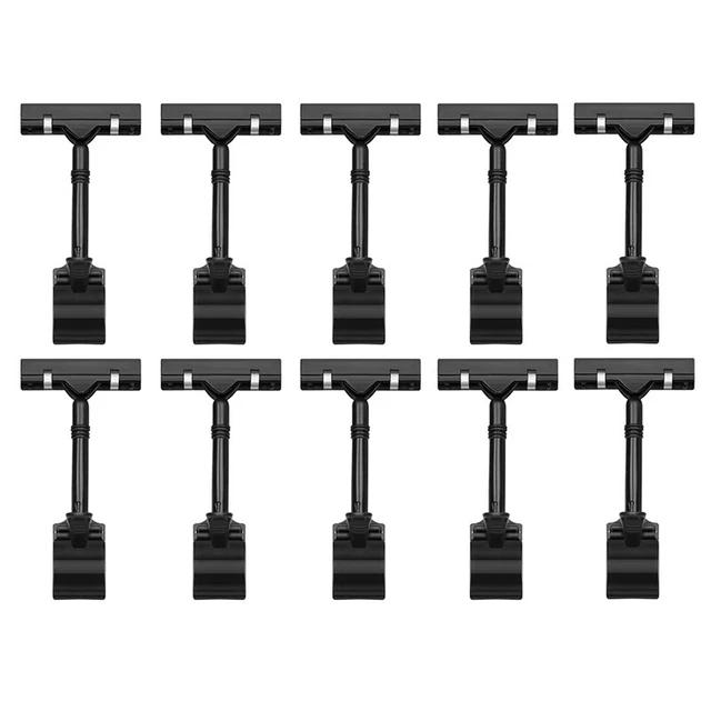 10PCS Adjustable Plastic Sign Holder,Clip-on   Head Display Clips Rotating3177