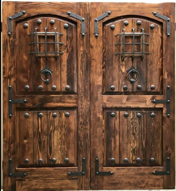 Rustic reclaimed lumber DOUBLE square door solid wood story book castle winery