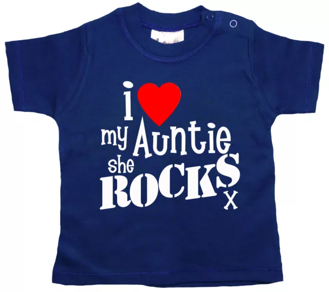 Dirty Fingers Baby T-Shirt, I Love My Auntie She Rocks, Niece Nephew Funny Gift