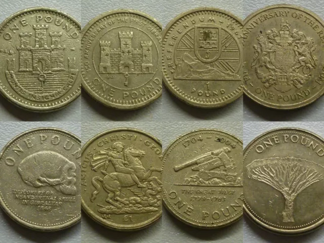 Gibraltar One Pound £1 Coins various designs & dates 1988-2017 : See Menu