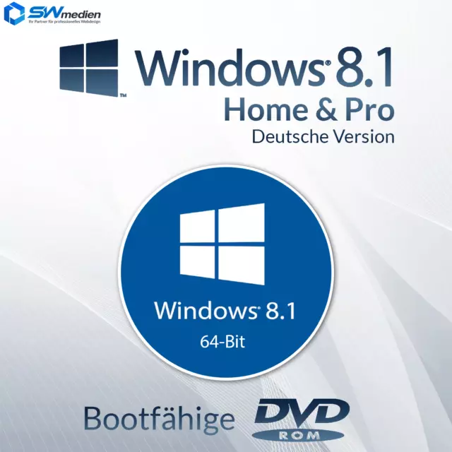 Windows 8.1 Home + Pro 64-Bit Installations Dvd Bootfähig Deutsch Reparatur