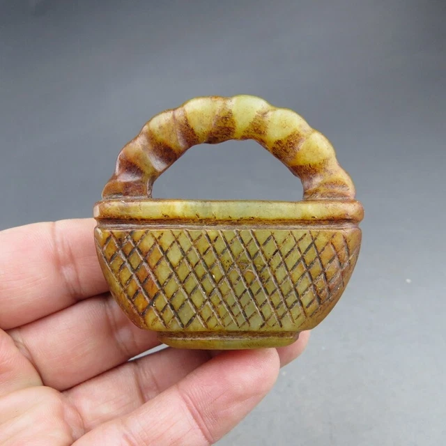 Chinese jade,Hongshan culture,manual sculpture,jade,basket,pendant K(967)