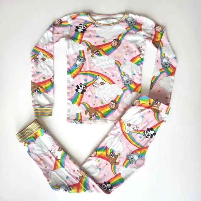 The Childrens Place Girls Pajamas Size 12 Long Sleeve Rainbow Panda Llama Cotton