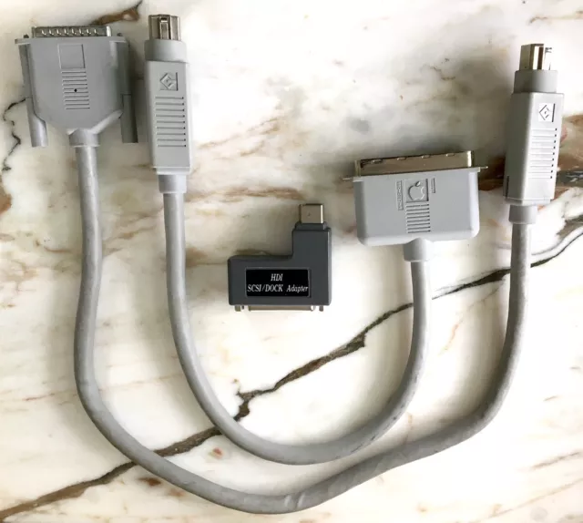 2 Vintage Apple Macintosh Powerbook SCSI Cables and 1 Adapter - Various Ends 2 Vintage Apple Macintosh Powerbook SCSI Cables and 1 Adapter - Various Ends
