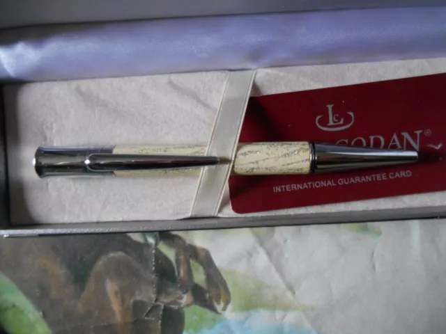 Louis Codan CREAM & SILVER Effect Ballpoint Pen. Brand New IN PRESENTATION BOX