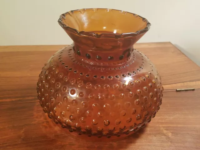 Vintage Dark Amber Hobnail Glass Oil Kerosene Lamp Shade