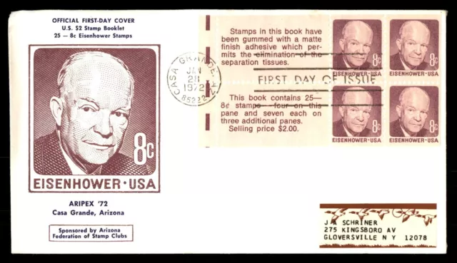 Mayfairstamps US FDC 1972 Eisenhower 8c Aripex First Day Cover aaj_54241