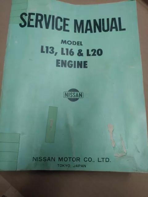 Nissan Datsun  L13 L16 L20 Engine  Factory Service Manual  510 521 610 620 200sx