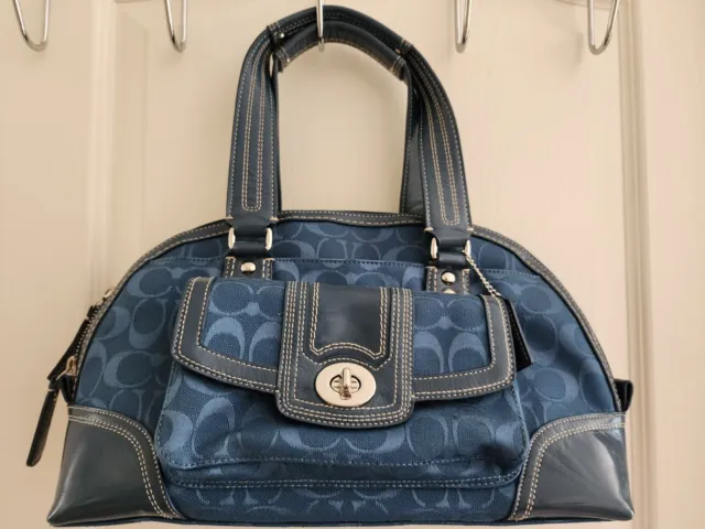 Coach small handbag - Unique Shape - Blue - Monogram Canvas