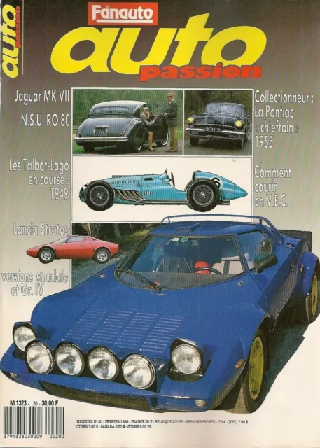 AUTO PASSION n°20 02/1989 LANCIA STRATOS Série & Gr4 NSU RO80 JAGUAR MK VIII