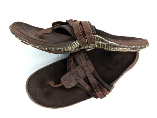 NEW Cushe Manuka Wrap Brown Leather Wrap Thong Sandals Slides Slip On Men’s 7