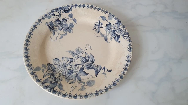 ANCIENNE  assiette  decorative  signée terre de fer  bordeaux   24cm