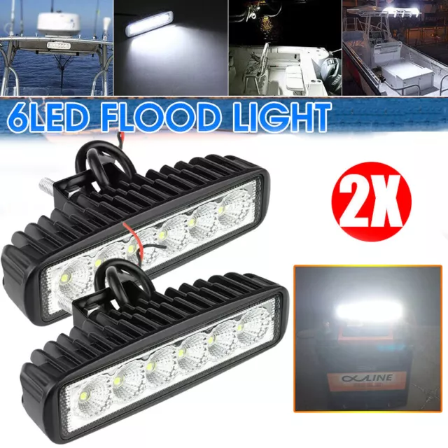 2PCS 6 LED Deck Marine Spreader Flood Spot Work Light VAN RV Boat Yacht Caravans