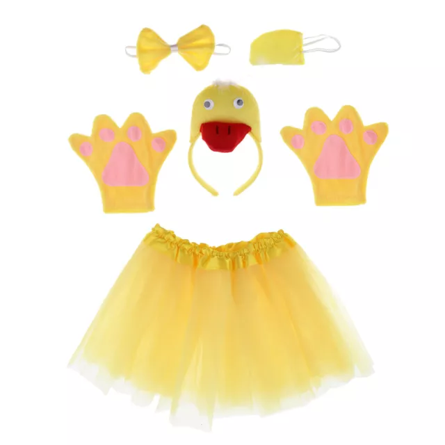 Kind Tier Kostüm Set Ohren Schwanz Fliege Handschuhe Rock Fancy Dress Ente