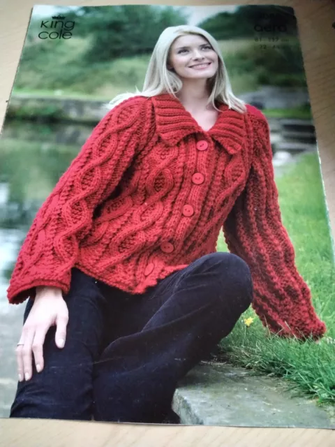 King Cole Knitting Pattern 3088. Lady's Cable Panel Jackets. Super Chunky. 32-48