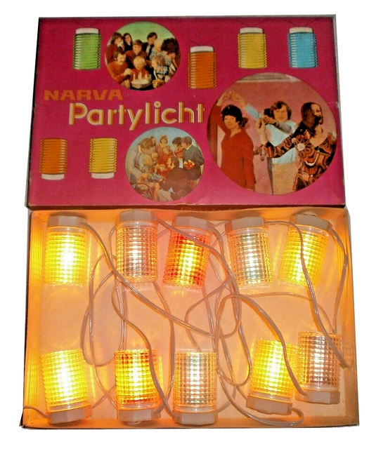 BUNTE DDR NARVA Lichterkette Partybeleuchtung Partylicht 10 Lampen 220