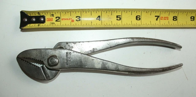 m) Vintage KRAEUTER # 743-8 Slip Joint Angle Nose Pliers ~ Made In USA