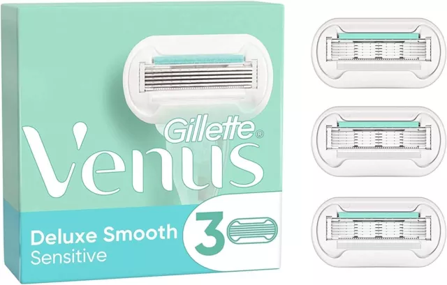 Pack 3 Lames Gillette VENUS "Deluxe Smooth Sensitive" Recharges Rasoir Femme 5*