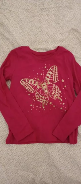 Place S/P Hot Pink 5/6 Long Sleeve Butterfly Top For Girls