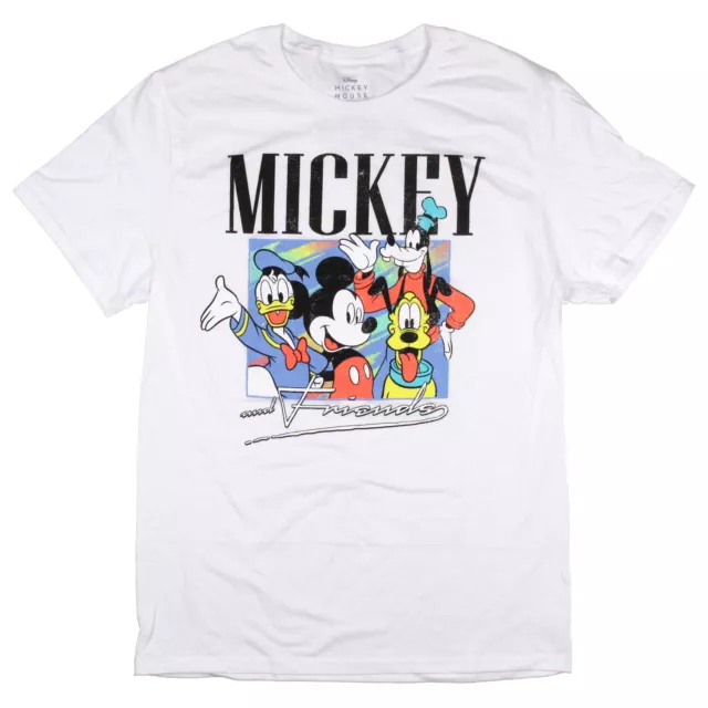 Disney Mens Mickey Mouse and Friends Classic Characters T-Shirt White