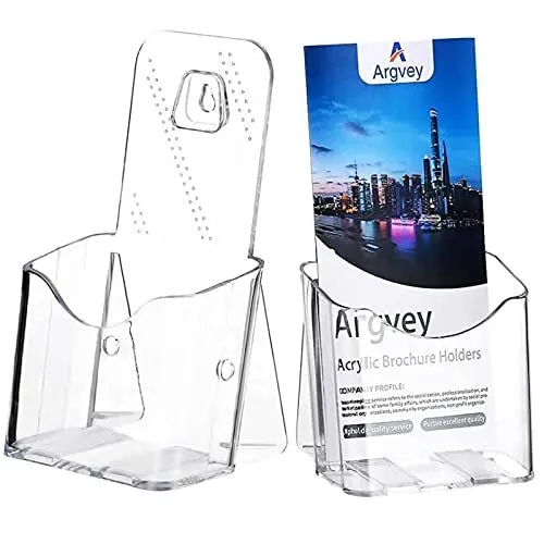 Acrylic Brochure Holder, 2 Pack Plastic Trifold 4 Inches 2 Pack Brochure Holder
