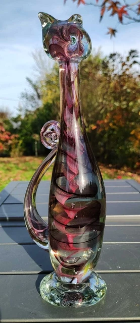 Figurine Chat en verre d Art soufflé. Artisanat français. Le Palais du verre