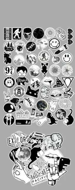 ⭐ 50 Stück Black White / Schwarz weiß / Skater Mix Style Stickerbomb Aufkleber